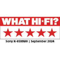 Logo of What Hi-Fi 5 Stars award for Sony K-65XR80 in September 2024