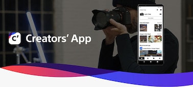 Illustration of Creators’ App with usage image as background and insert of smartphone to demonstrate compatibility