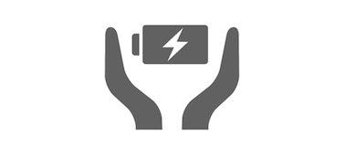 Icon of the Battery Care feature, which features two hands beside a charging battery.