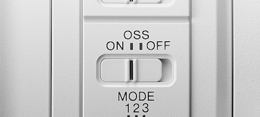 Product image showing close-up of lens OSS switch